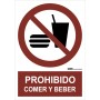 Señal prohibido comer y beber
