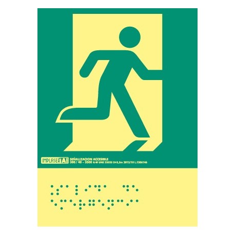 Señal salida de emergencia derecha - Con escritura Braille